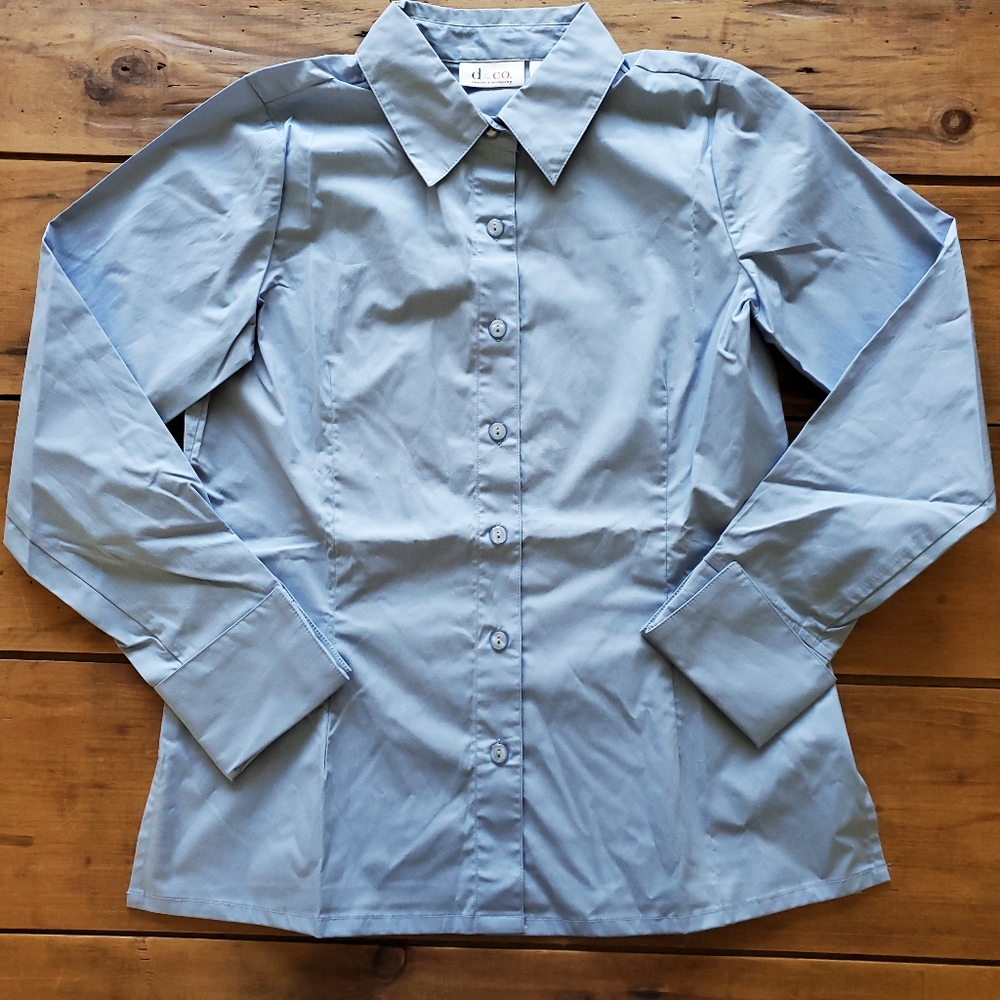 Denim and Company Blue Button Down Long Sleeve Shirt Size XS